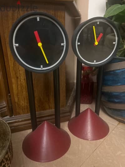 black and red standing clock