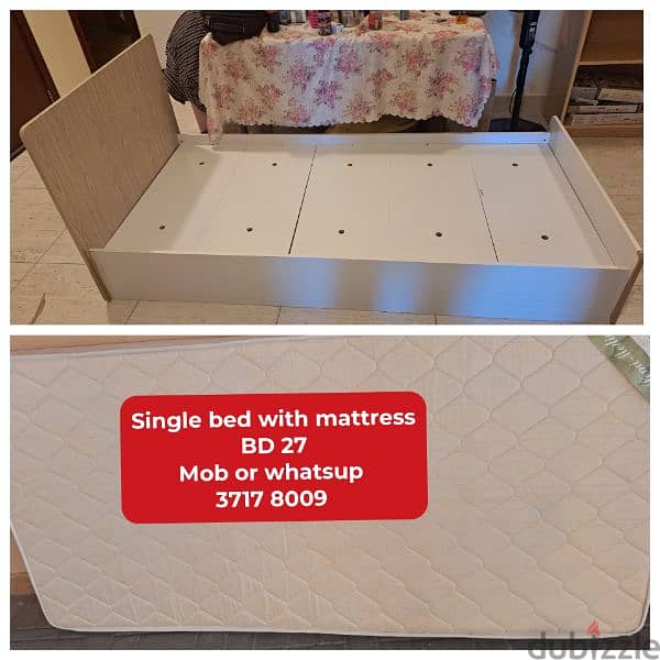 King size bed with mattress and other household items for sale with 2