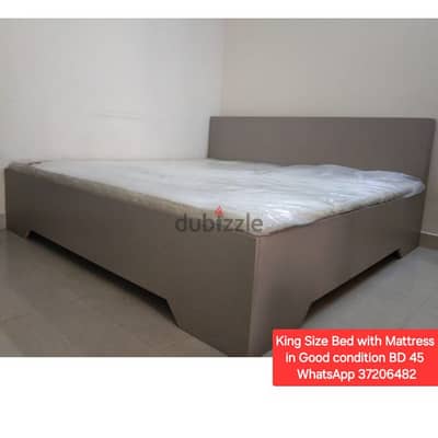 King size bed with mattress and other items for sale