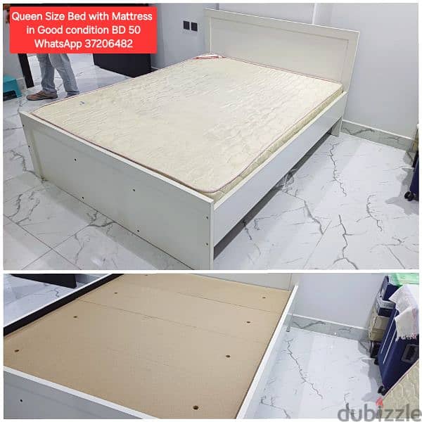 King size bed with mattress and other items for sale 6