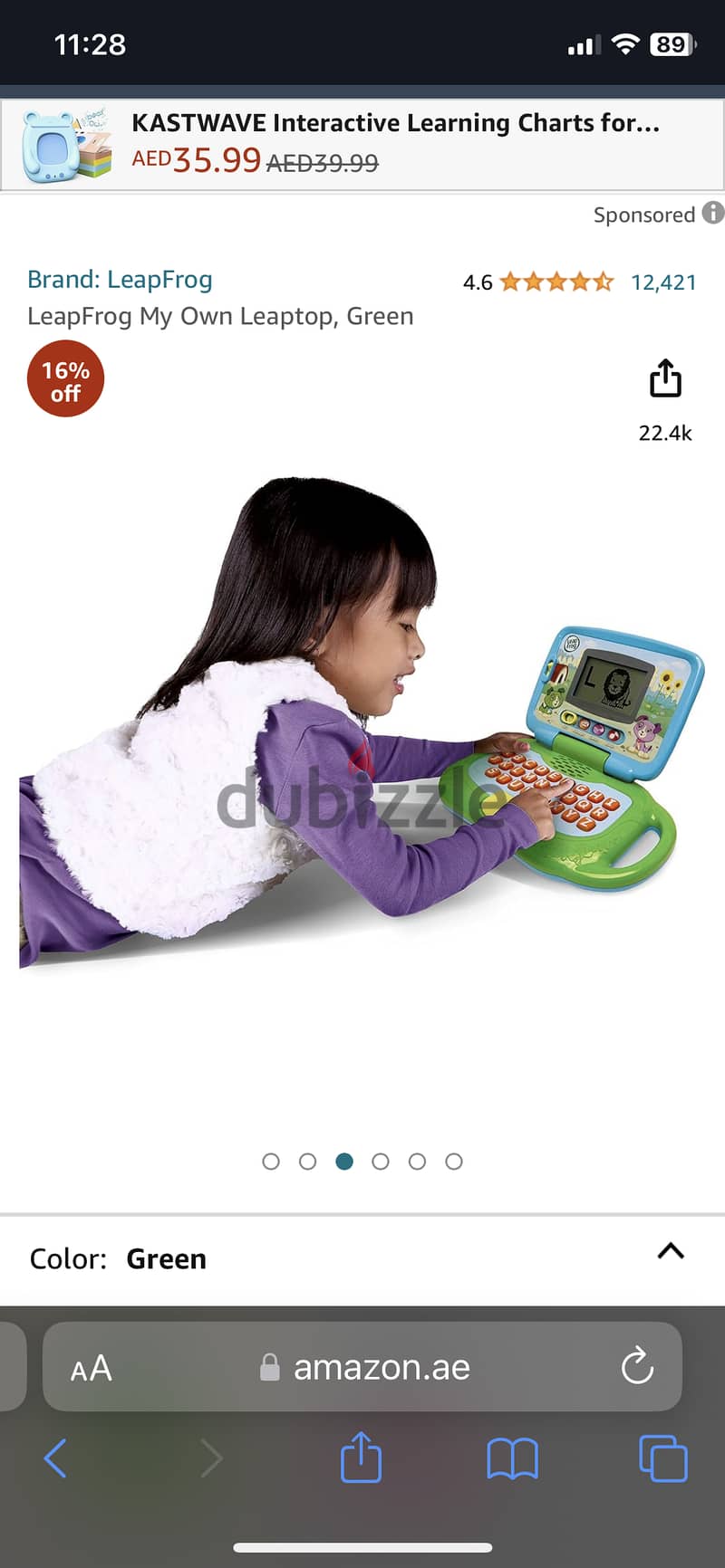 LeapFrog 2 in 1 LeapTop Touch Laptop, Green, Learning Tablet for Kids 5