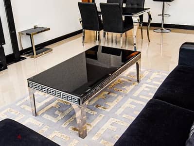 Brand New Black Glass Fendi  Table for Sale