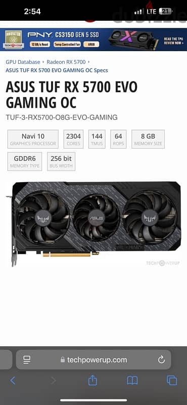 ASUS TUF Gaming X3 Radeon RX 5700 XT EVO OC Graphics Card 7