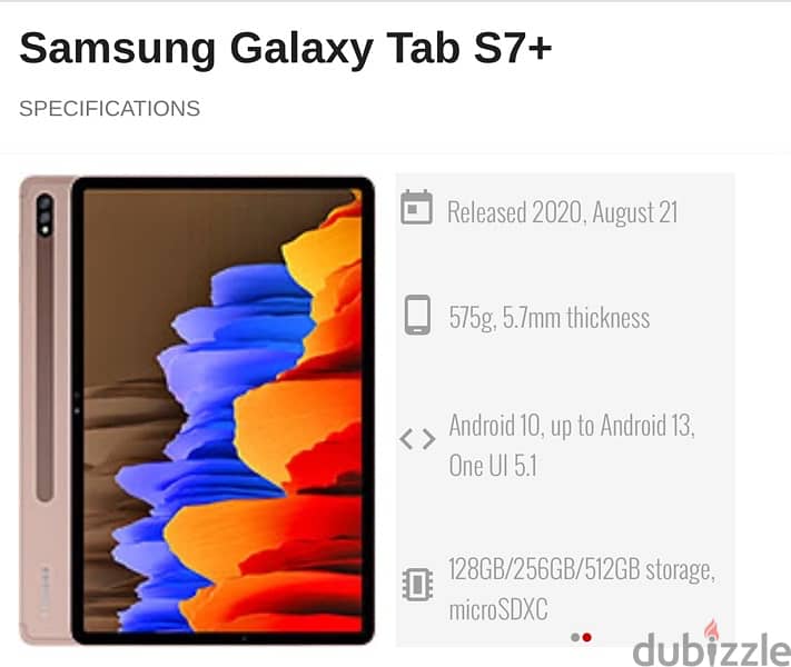 Samsung Galaxy Tab S7Plus 128GB  Tablet 13