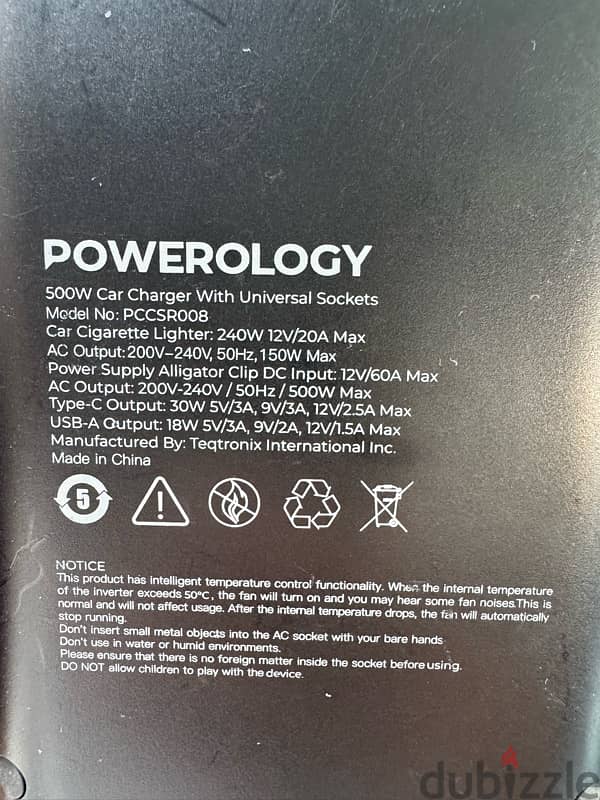 Powerology 500W Multi-Port Car Inverter 2