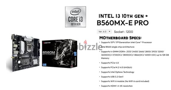 intel i3-10100f + B560MX-E PRO Motherboard