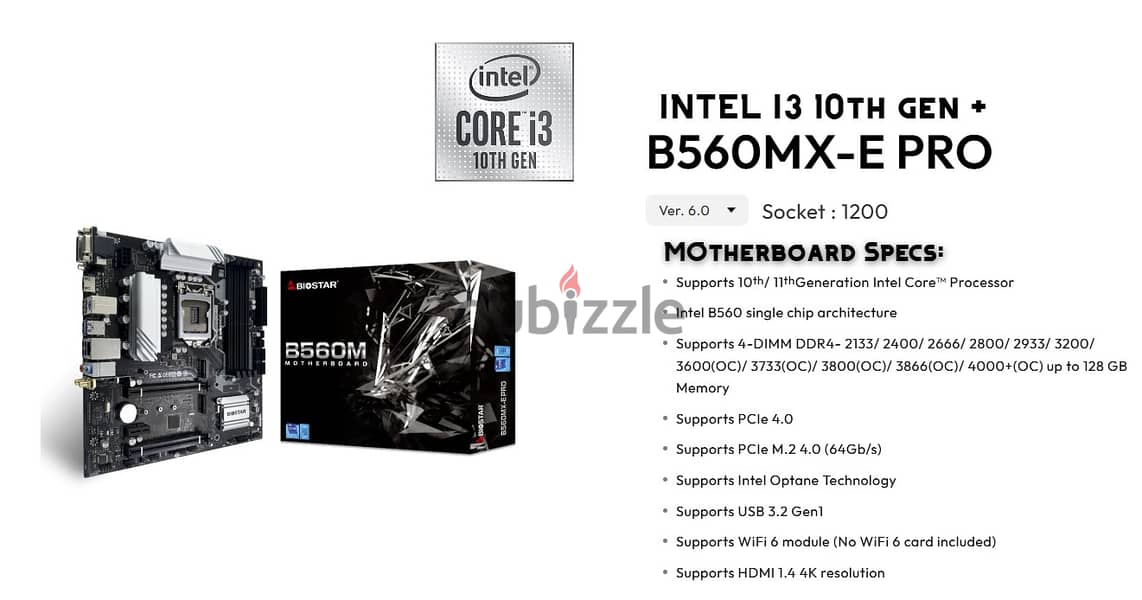 intel i3-10100f + B560MX-E PRO Motherboard 0