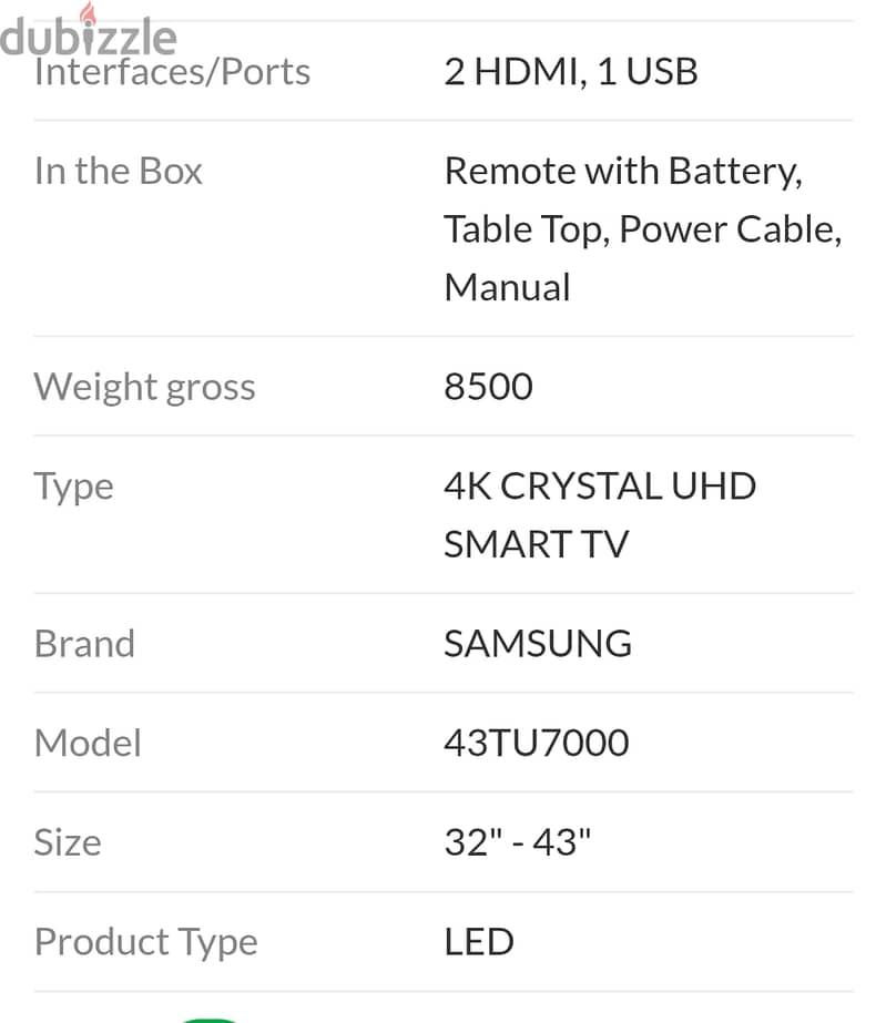 Samsung 43 inch crystal UHD 4k smart led tv with orignal remote 4