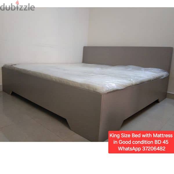 Slightly used Single wooden bed with mattress & other items for sale 14