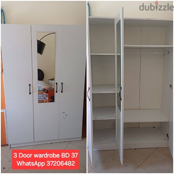 Wardrobe white 3 door with mirror and other items for sale 0