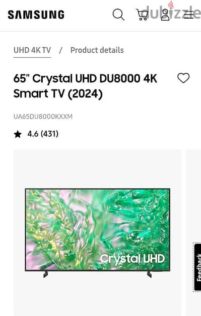 Brand new 65" Crystal UHD DU8000 4K Smart TV (2024)