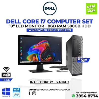 Dell Core i7 Computer Set 8GB Ram 500GB HDD 19" HD Monitor - 39548774