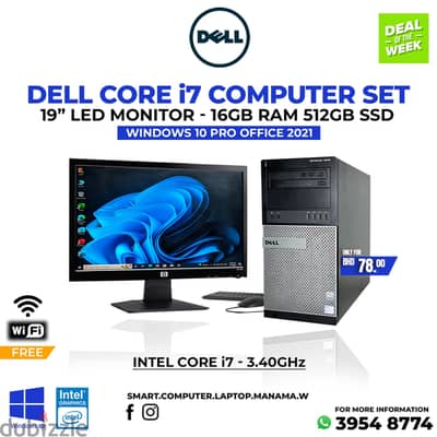 Dell Core i7 Computer Set 16GB Ram 512GB SSD 19" HD Monitor - 39548774