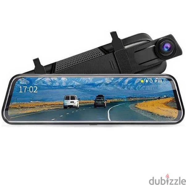 H02 Car DVR Rearview Mirror – 9.66" Touchscreen Dual-Camera Dash Cam 1