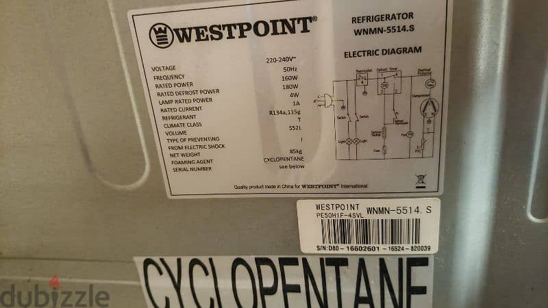 westpoint refrigerator 552 Ltr 3