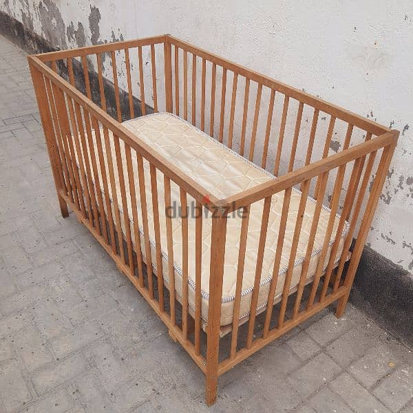 Baby Crib Bed with mattress in good condition pick up from Riffa 12BD 1