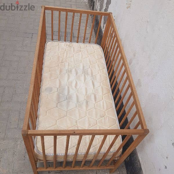 Baby Crib Bed with mattress in good condition pick up from Riffa 12BD 3