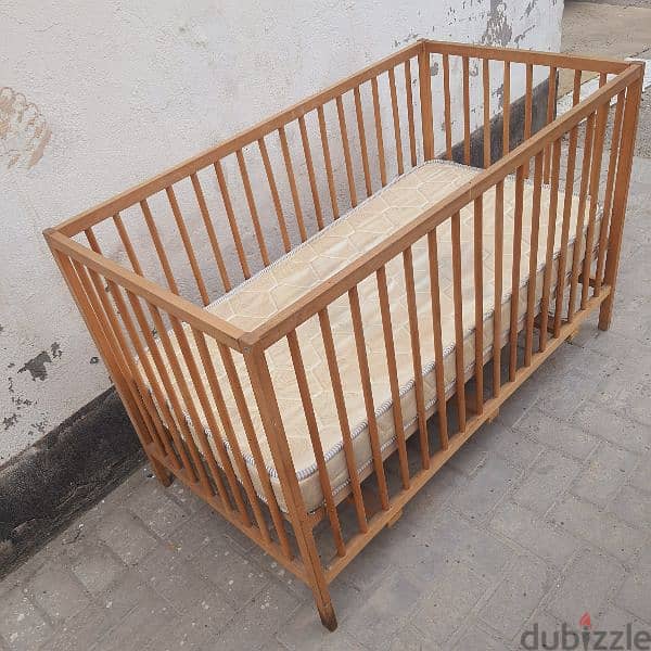 Baby Crib Bed with mattress in good condition pick up from Riffa 12BD 4