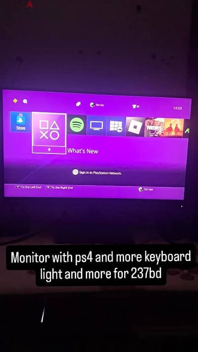 ps4 and monitor for only 237 bd really good quality