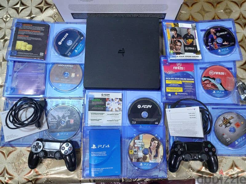 Ps4 slim like new & 8cd games & 2 original controllers with box للبيع 4