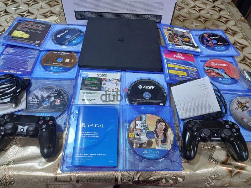 Ps4 slim like new & 8cd games & 2 original controllers with box للبيع 4