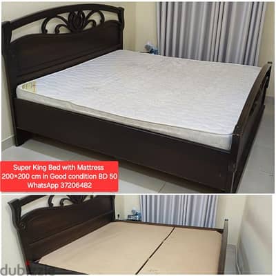 Super king ved with mattress and other items for sale