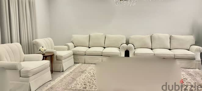 8-Seater White Living Room Set – Like New – Negotiable