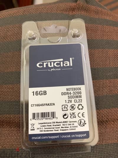 crucial ddr 4  laptop ram 16gb 3200 mhz  for sale