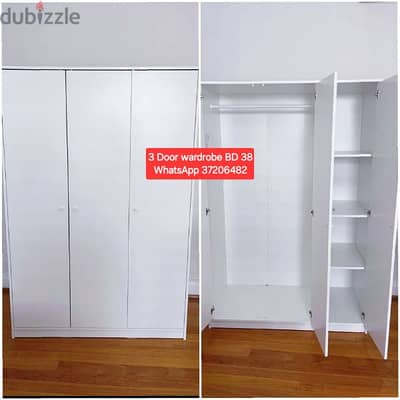 3 Door white wardrobe and other items for sale with Delivery