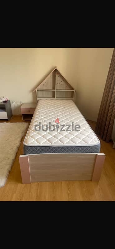 Girl bed mattress drawer nightstand 6