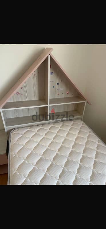Girl bed mattress drawer nightstand 7