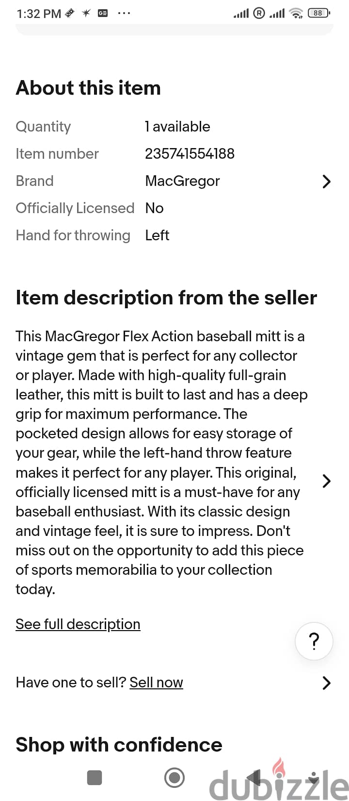 MacGregor Flex Action 13.5" Deep Grip Pocket LHT Leather Baseball Mit 2