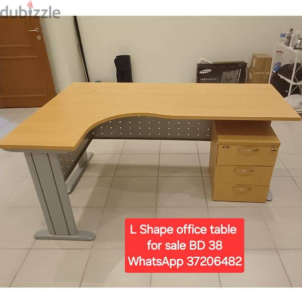 L Shape office table and other items for sale with Delivery - Furniture ...