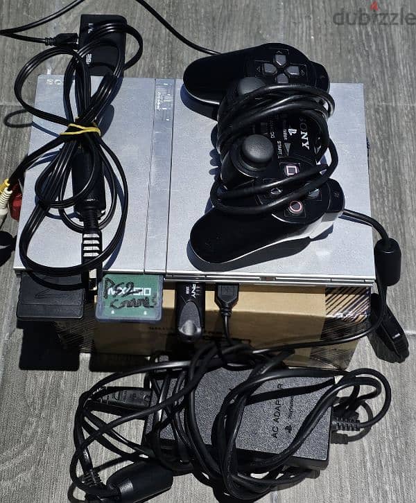 PS2 SILVER MODDED 128GB + 34GB 5