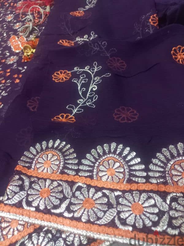 beautiful 3 pc embroided unstitched pakistani dress 3