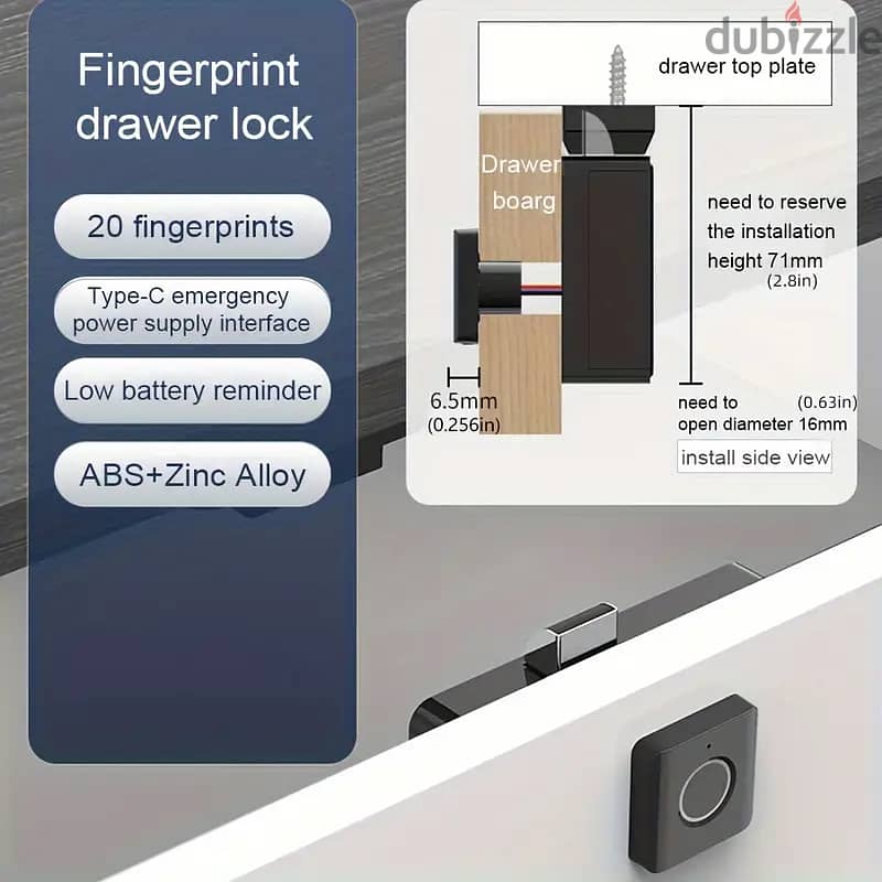 Smart Fingerprint Drawer Lock - Secure Biometric Access for Home & Off 2