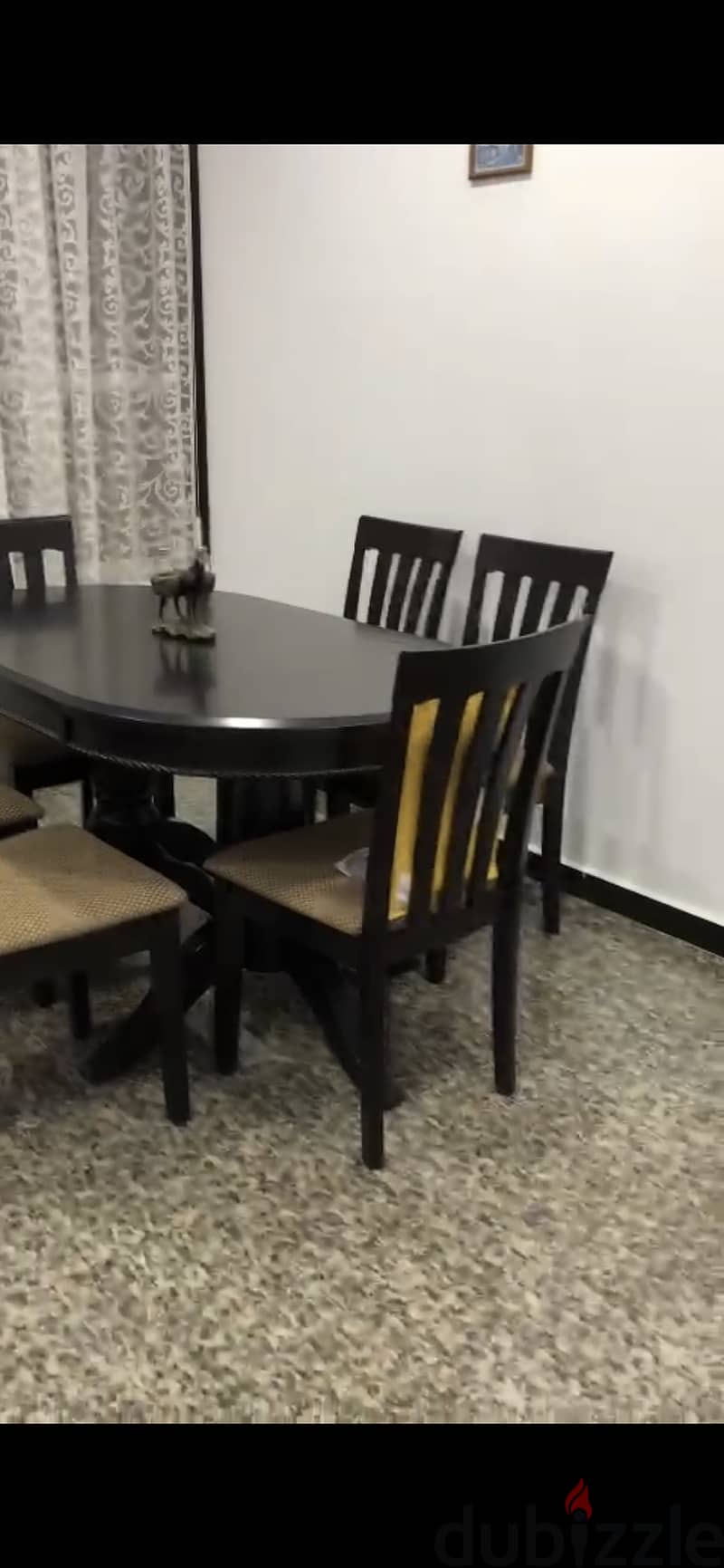 Dining room solid wood dark brown table with 6 chair, 135 cm x 95 cm 1
