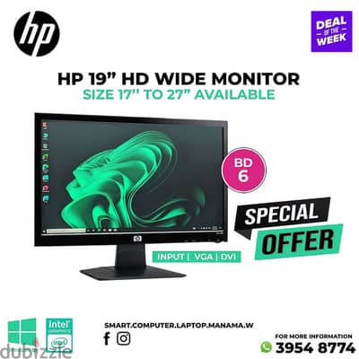 HP 19” Monitor LCD LED Wide Display Good working Cell: 39548774 ...