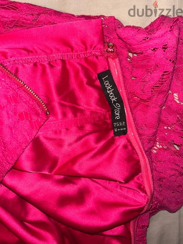 hot pink fish tail short dress 6