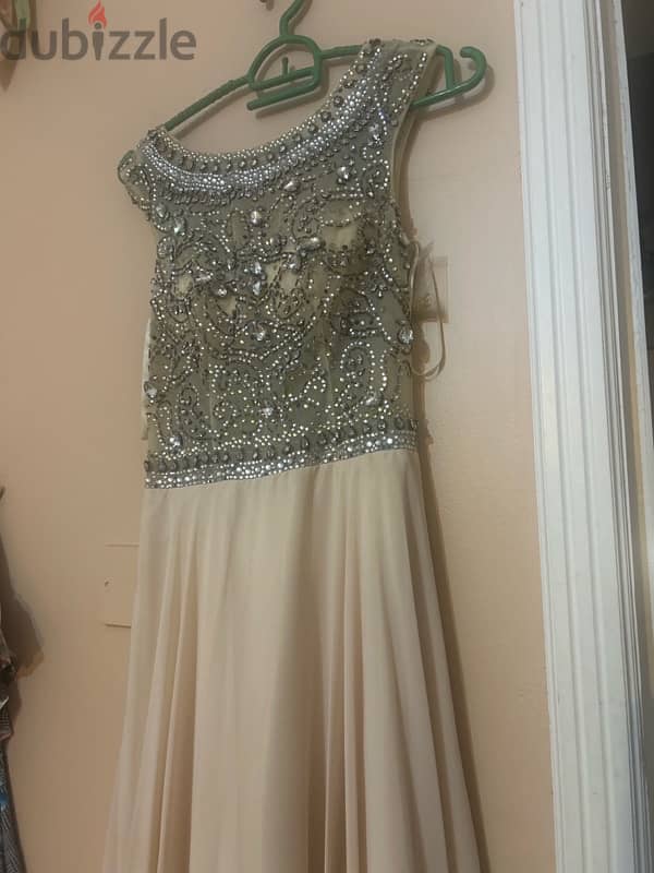 Stunning, beige sparkle dress 1