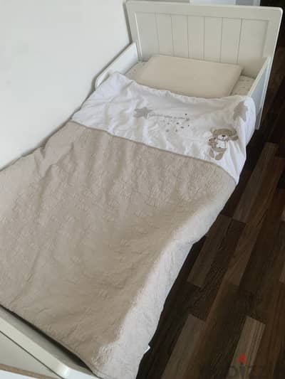 Toddler Bed + Mattress + Full Bedding