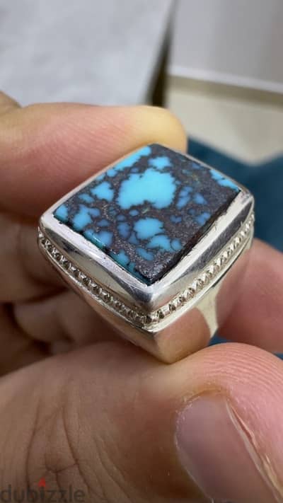 Fine Nashbur turquoise ring ‏نشبوري خاتم فيروز
