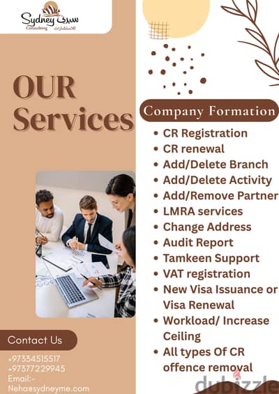 CR renewal, Violation Removal, LMRA Services, GOSI, Add/remove Partner