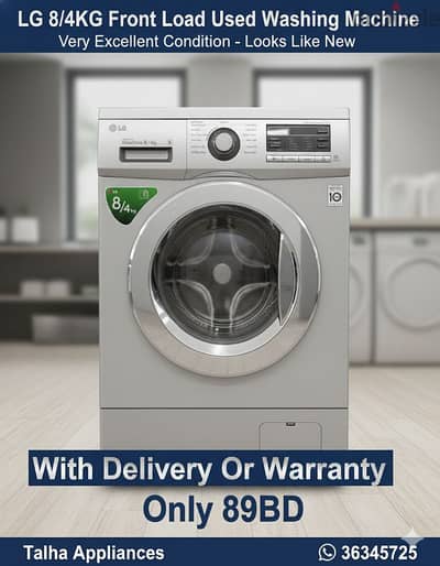LG 8/4KG Front Load Used Washing Machine Very Good Condition Only 89BD