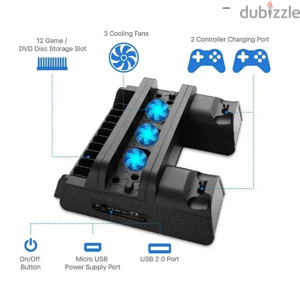 Stand Fan For Support Sony Play Station PS4 Pro Slim Console 2