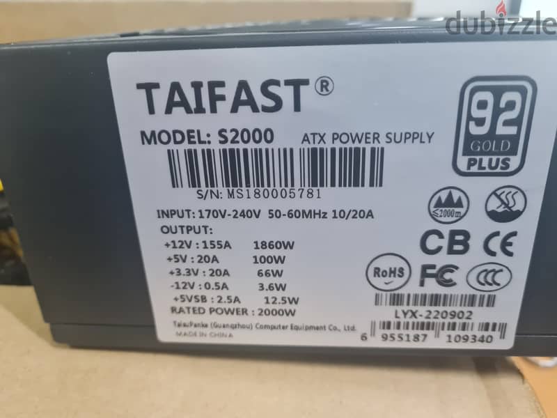 Power supply 2000W 95 Plus Gold Brand New 4