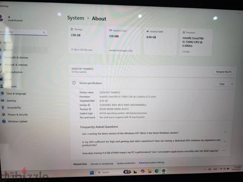 Surface laptop and Surface Pro  i5 and  i7 8