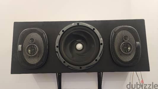 kenwood speakers and bass in a box with controller