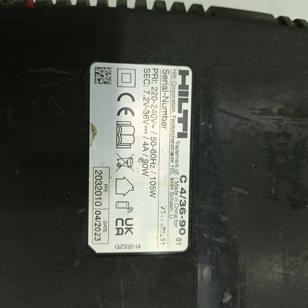 Hilti Charger C4/36-90 and Battery B22 5.2AH 4