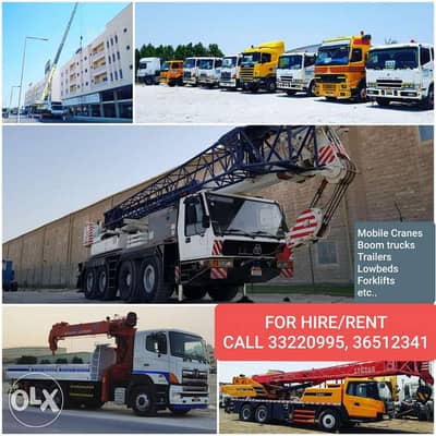 FOR HIRE Cranes , Trailers, Forklift, Manlifts & Hiabs